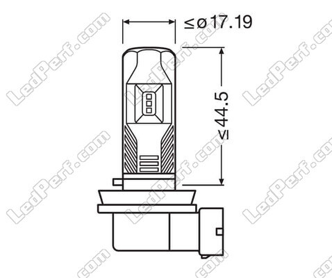 Abmessungen der Osram LEDriving HL Easy H11 LED-Lampen für Nebelscheinwerfer