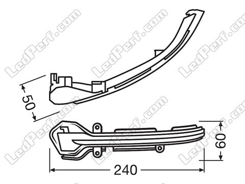 Abmessungsschema der dynamischen Osram Blinker für Seat Ibiza V