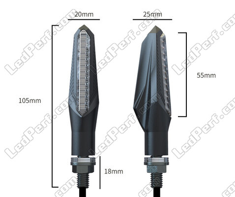 Gesamtabmessungen der Dynamische LED-Blinker mit Tagfahrlicht für Kawasaki GPZ 500 S
